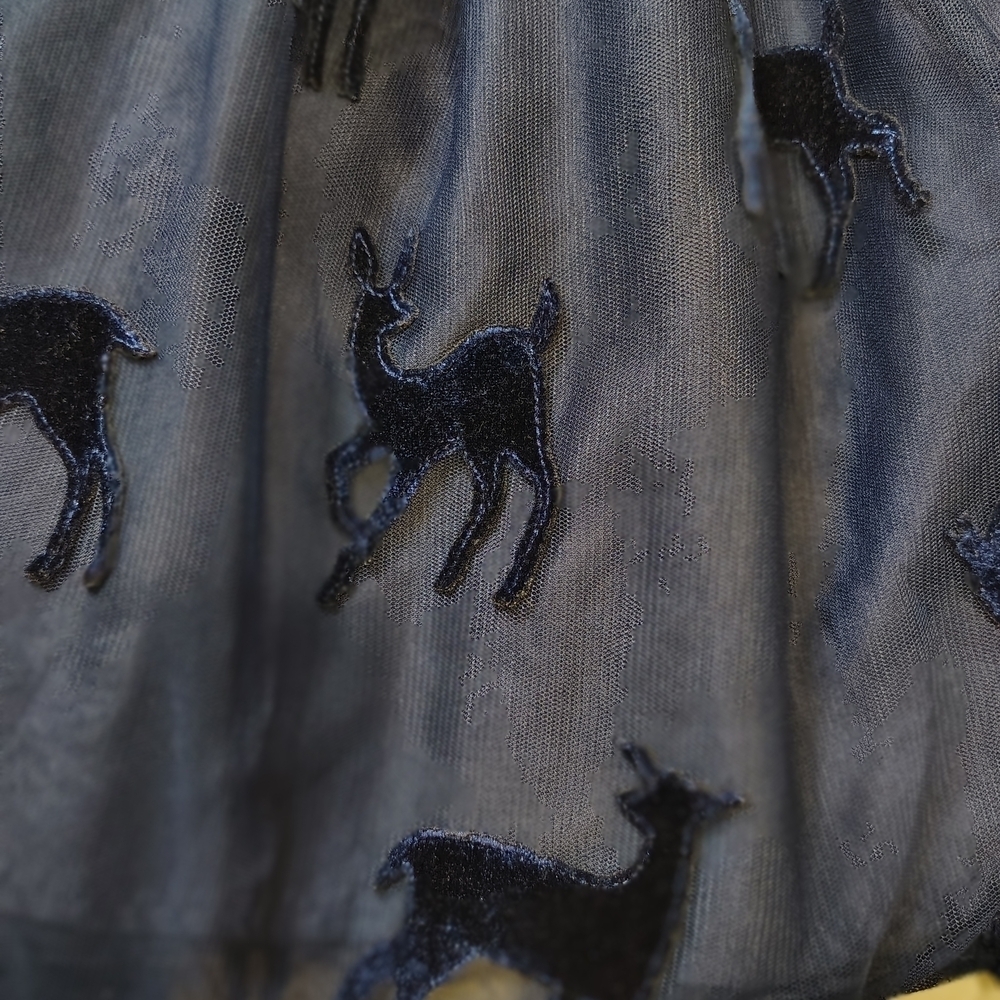 Cat & Jack navy blue velvet and tulle dress with a deer pattern - Picture 10 of 13